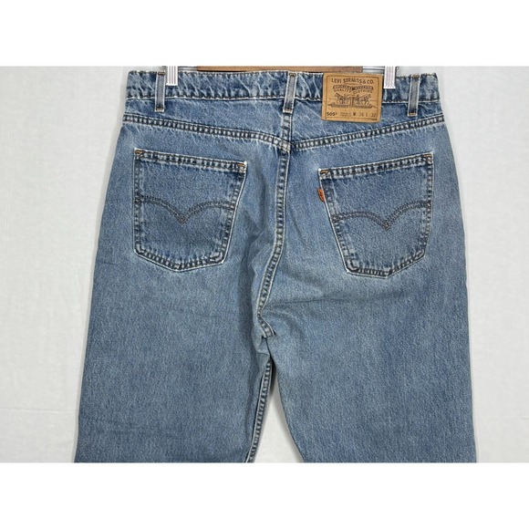 Levi's 505 Straight Leg Jeans Mens Blue Denim Cotton Regular Fit 5-Pocket 35x31 - Picture 4 of 12